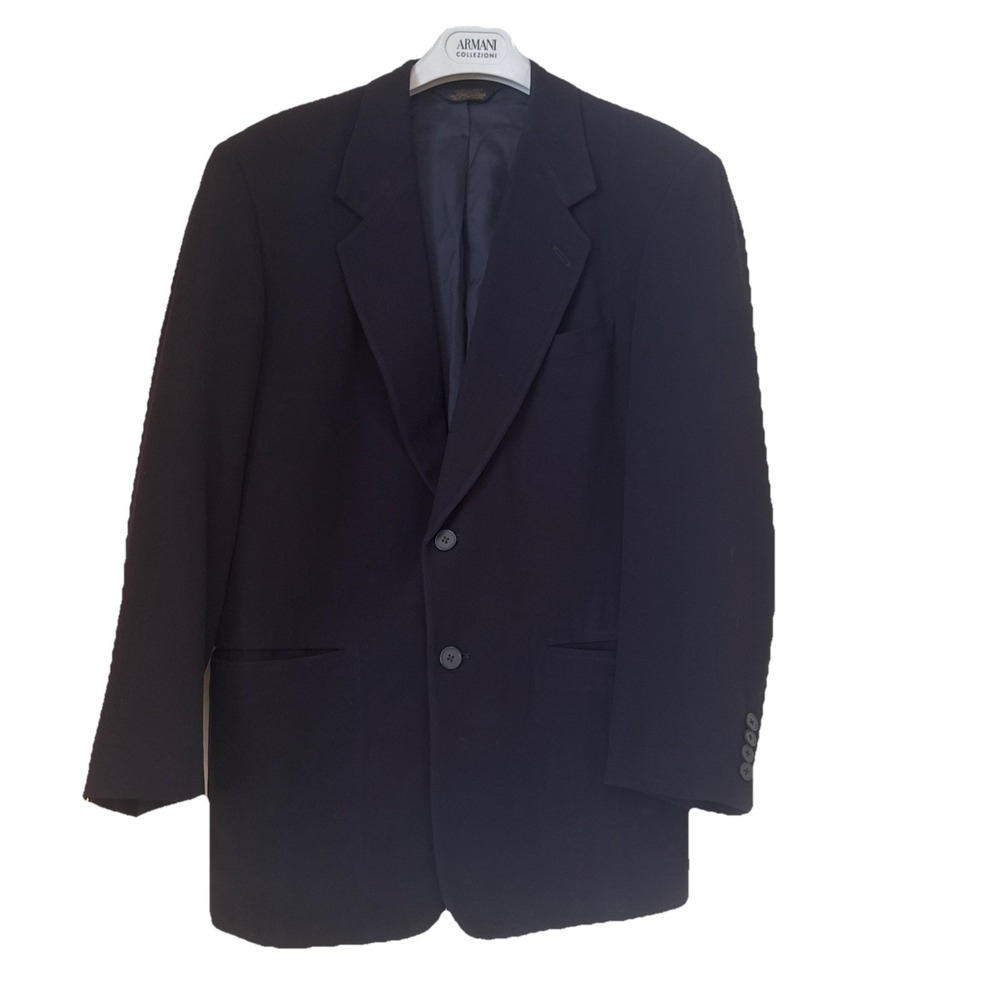 Vtg DONNA KARAN‎ New York Couture Wool Blazer Suit Jacket Blue USA Union Sz M